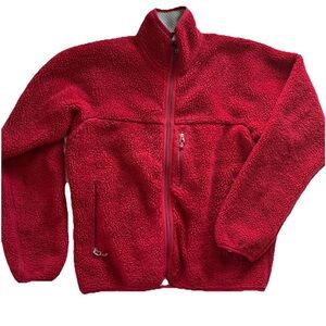 Mens Red Retro Pile Fleece Jacket Small